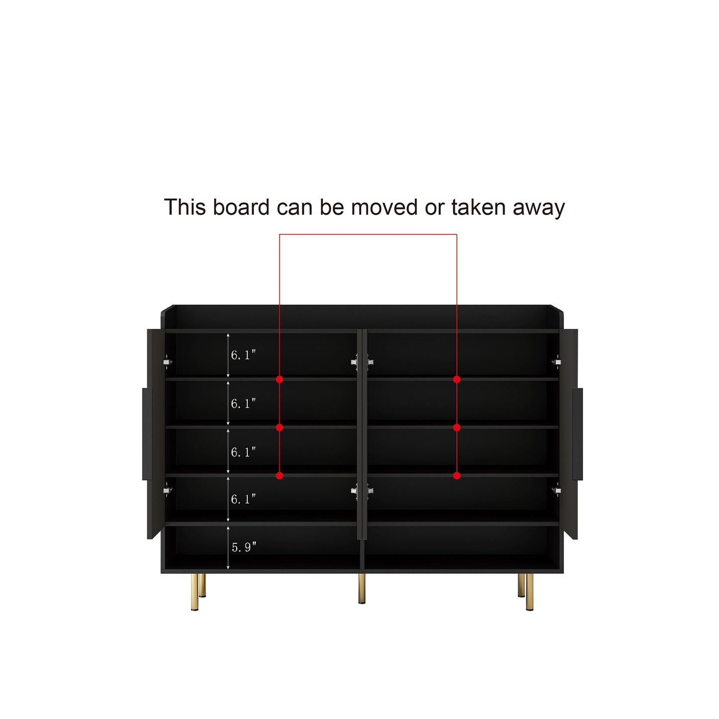 Sideboard,Shoe Cabinet With 4 Doors Large Modern Shoe Storage Organizer Cabinet With Adjustable Shelves For Entryway Black Shoe Rack Cabinet For Living Room, Bedroom