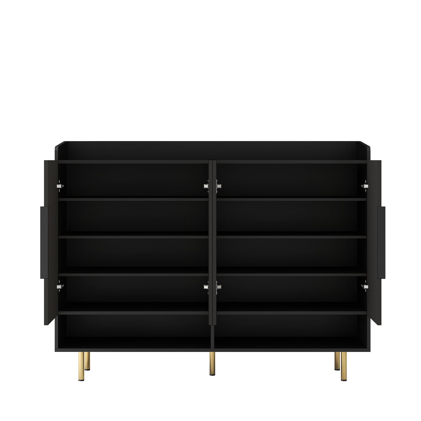 Sideboard,Shoe Cabinet With 4 Doors Large Modern Shoe Storage Organizer Cabinet With Adjustable Shelves For Entryway Black Shoe Rack Cabinet For Living Room, Bedroom