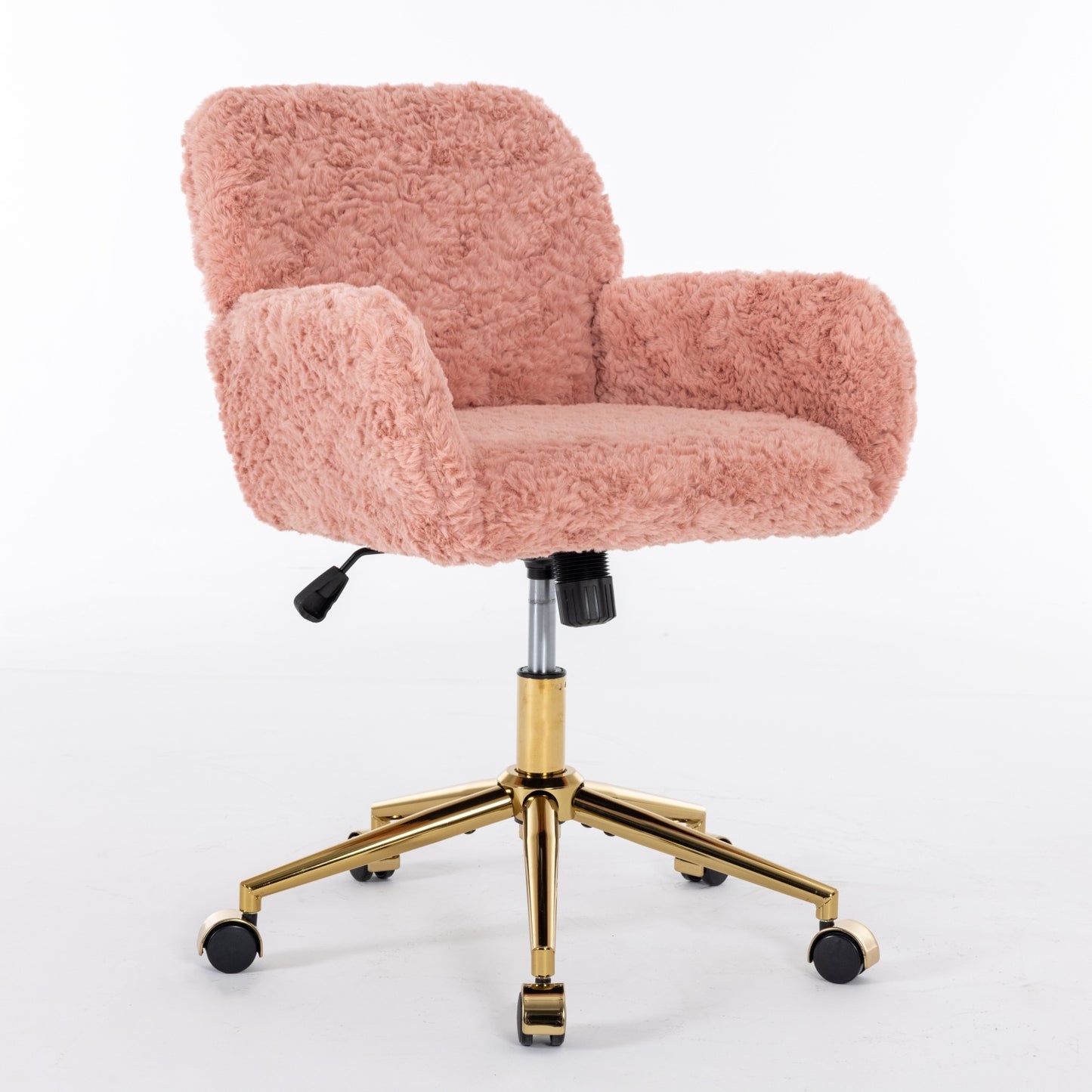 A&A Furniture Artificial Rabbit Hair Office Chair With Gold Base, Adjustable