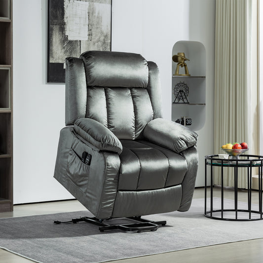 Power Lift Recliner Chair for Elderly, Electric Lift Chair with Massage and Heat, Remote Control, Gray